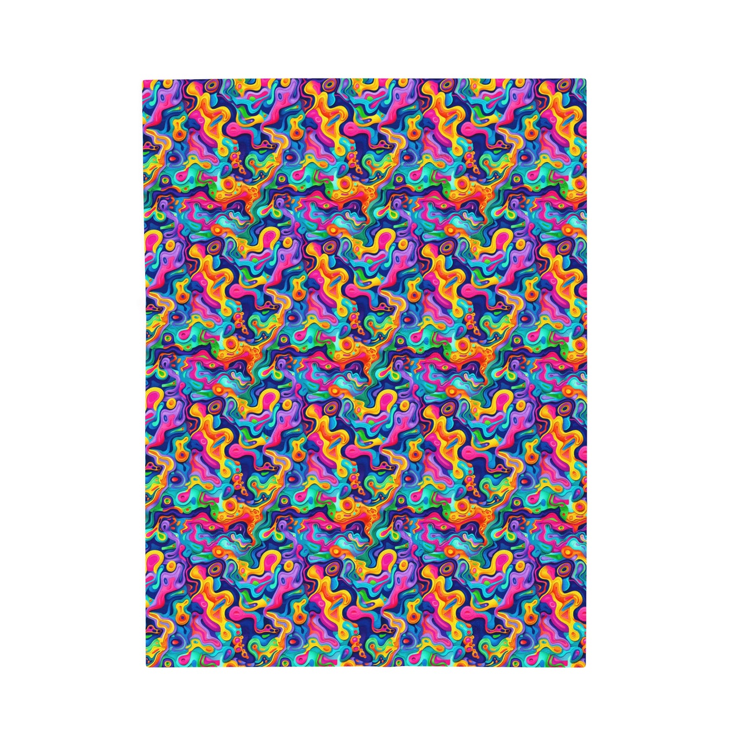 Vibrant Dreamscape of Psychedelic Paper Cut-Out Waves in Vivid Colors Velveteen Plush Blanket 3 Sizes