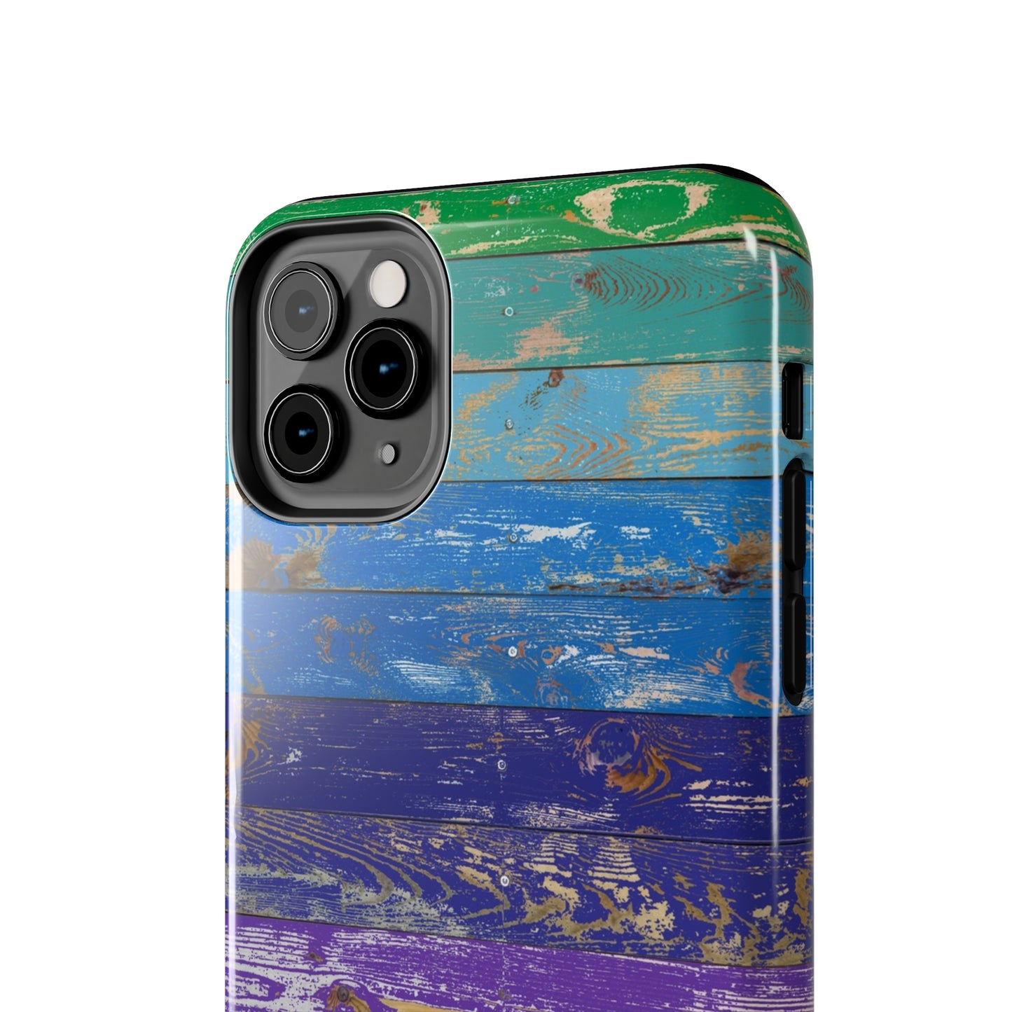 Rainbow Wood Planks Iphone Tough Phone Case