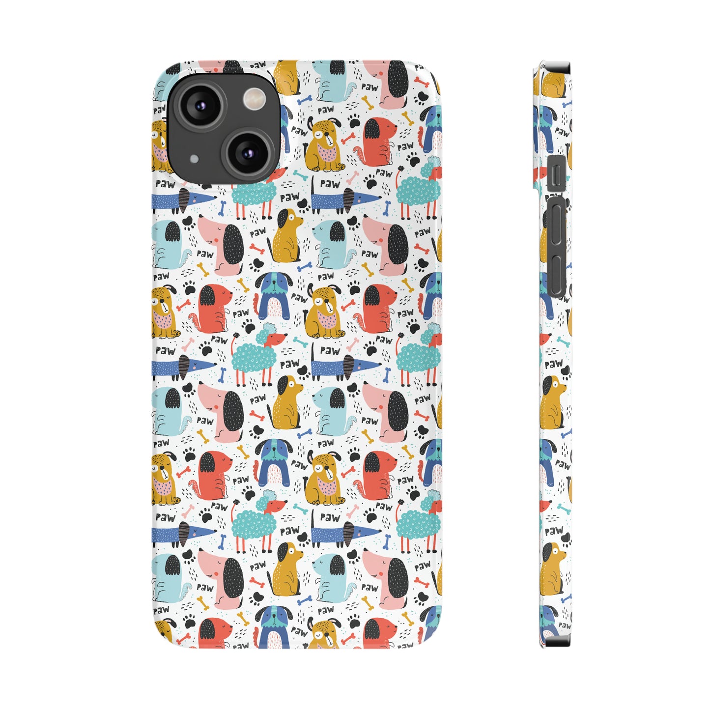 Playful Pups: Colorful Cartoon Dogs Iphone 15-12 Slim Phone Case