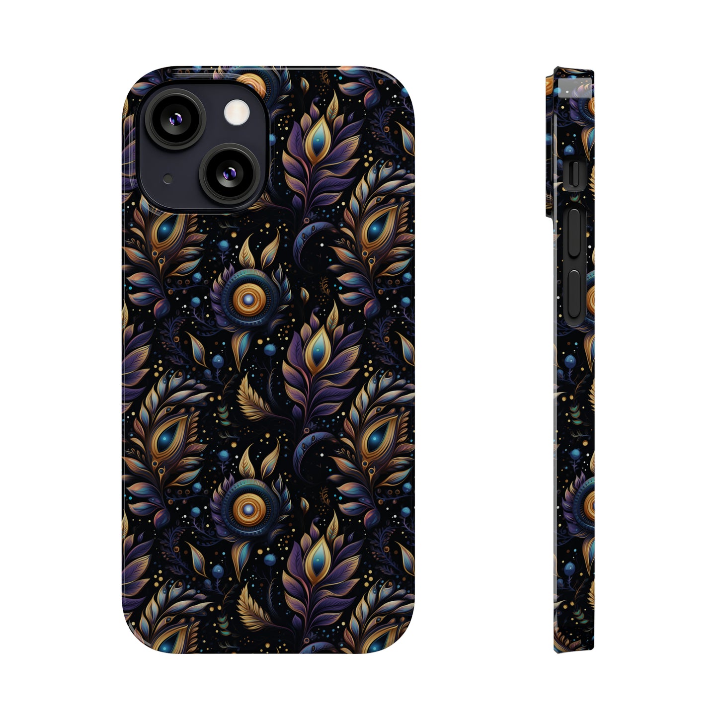 Mystical Enchanted Leaves and Celestial Stars Iphone 15-12 Slim Phone Case