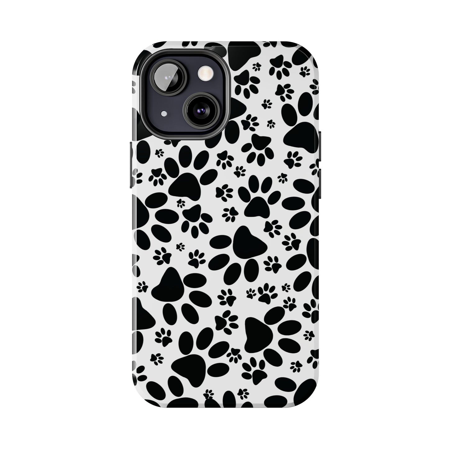 Stealthy Tracks: Black Animal Paw Prints Iphone Tough Phone Case