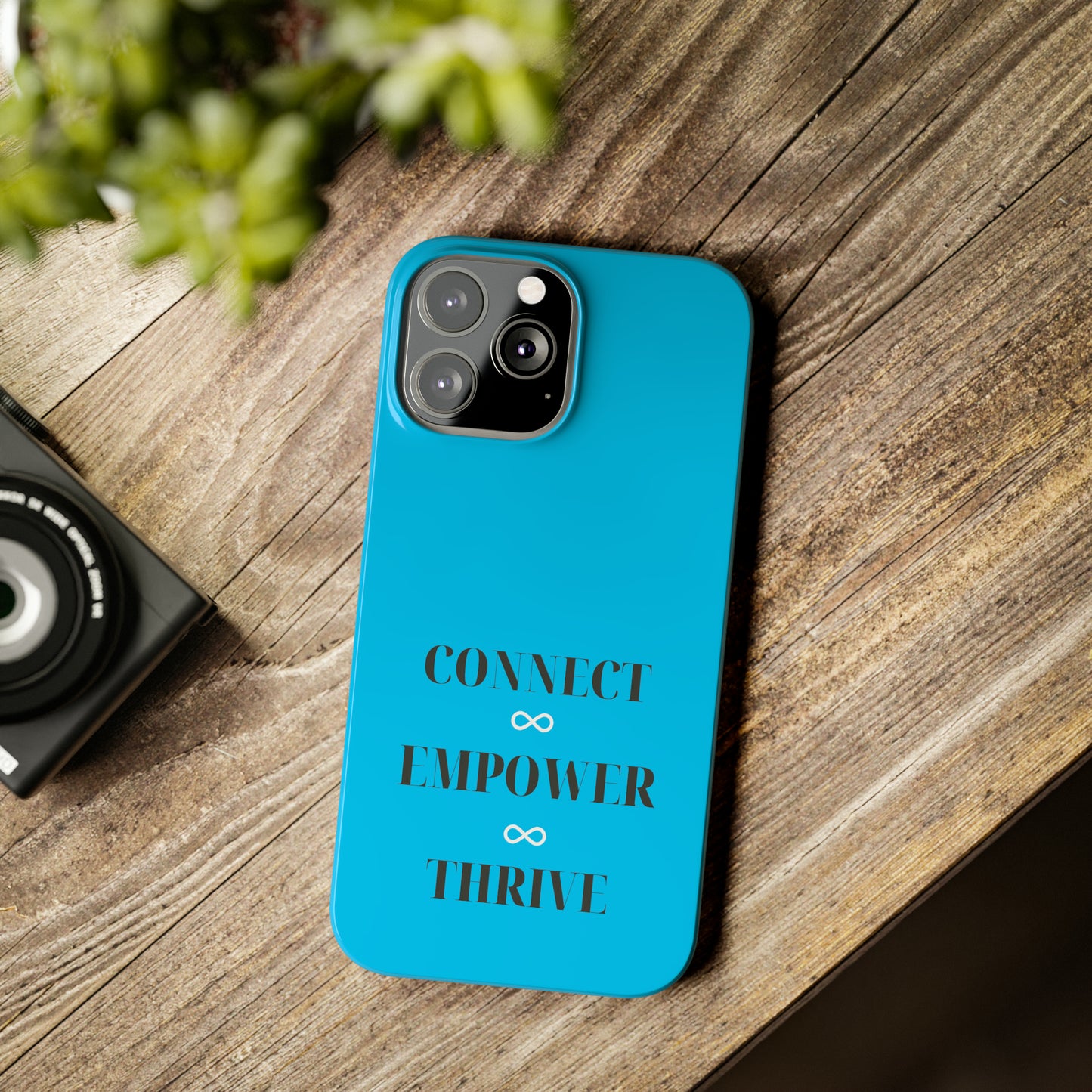 Blue with Connect Empower Thrive Iphone 15-12 Slim Phone Case