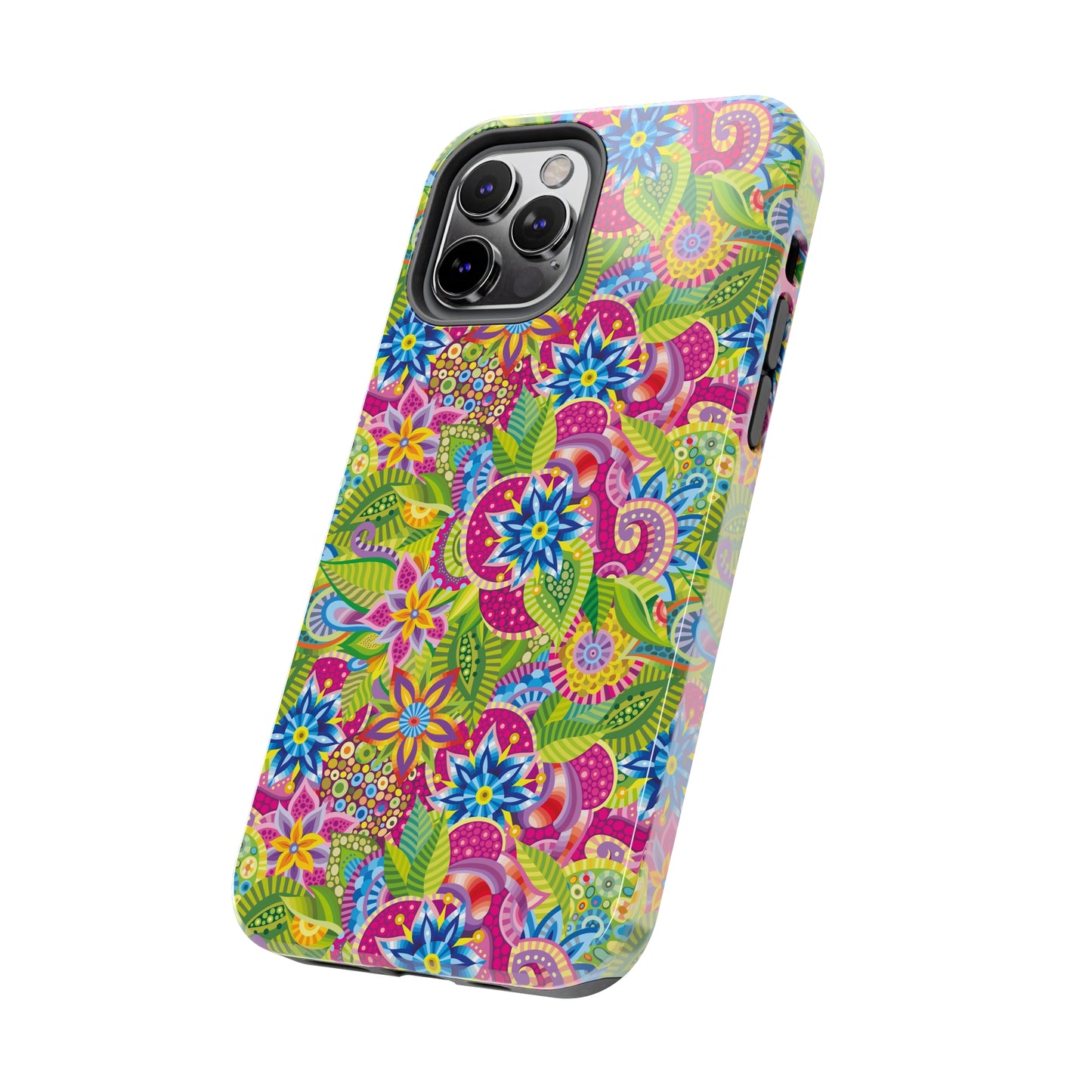 Vibrant Array of Abstract Flowers and Paisley in Rainbow Hues Iphone Tough Phone Case