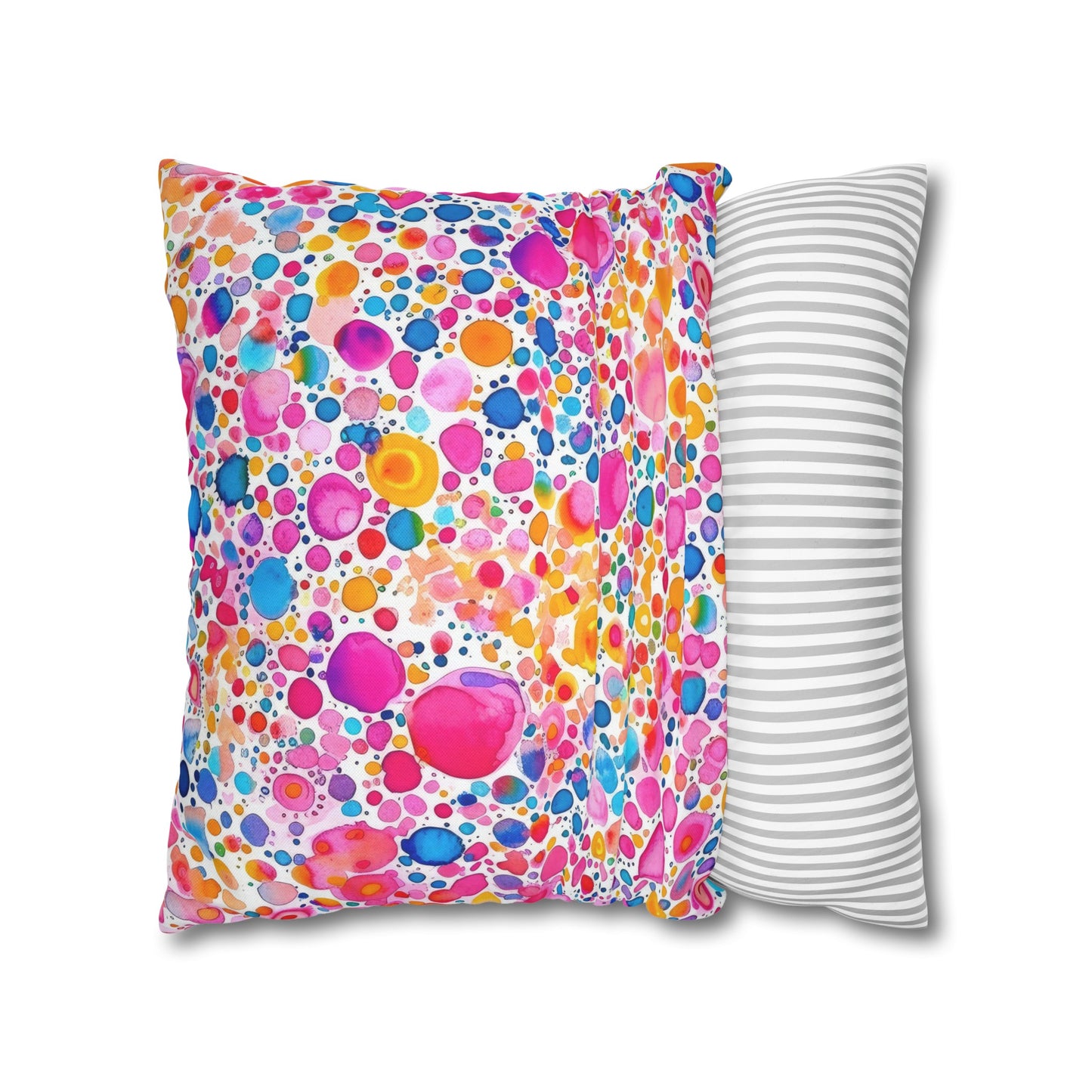 Prismatic Splatter: Rainbow Watercolor Explosion Spun Polyester Square Pillowcase 4 Sizes