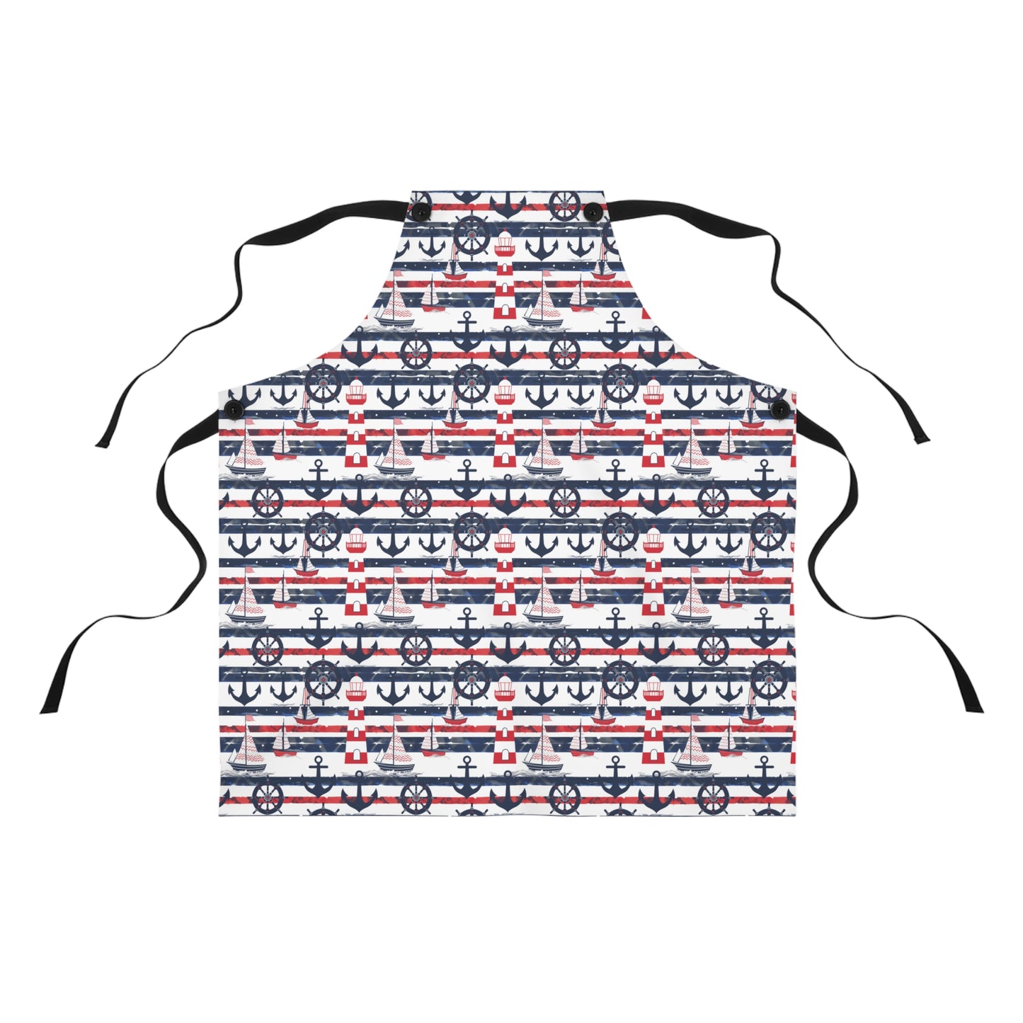 American Patriotism in Nautical Lighthouses, Anchors and Sailboats  Kitchen Chef Apron