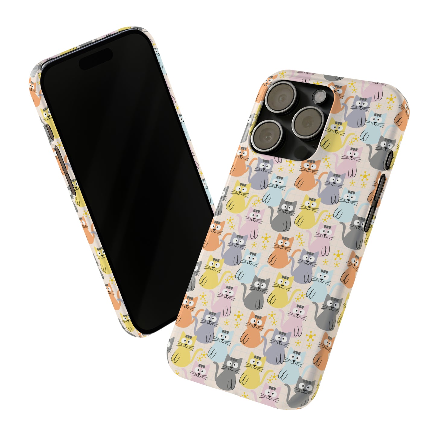 Adorable Cartoon Kitties: Pastel-Colored and Overflowing with Cuteness Iphone 15-12 Slim Phone Case