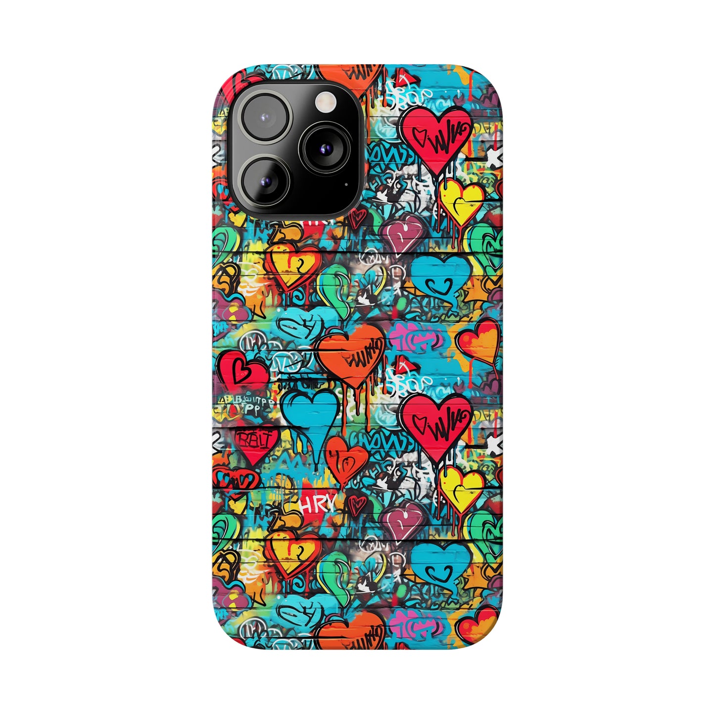 Street Art Graffiti Hearts Design Iphone 15-12 Slim Phone Case