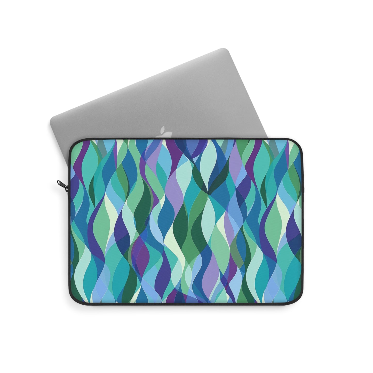 Modern Mosaic Art Ocean Waves of Blue and Green Laptop or Ipad Protective Sleeve 3 Sizes Available