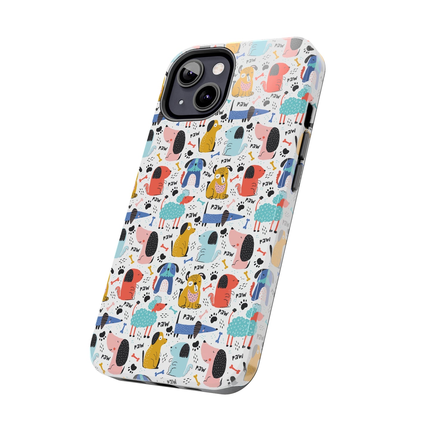 Playful Pups: Colorful Cartoon Dogs Iphone Tough Phone Case