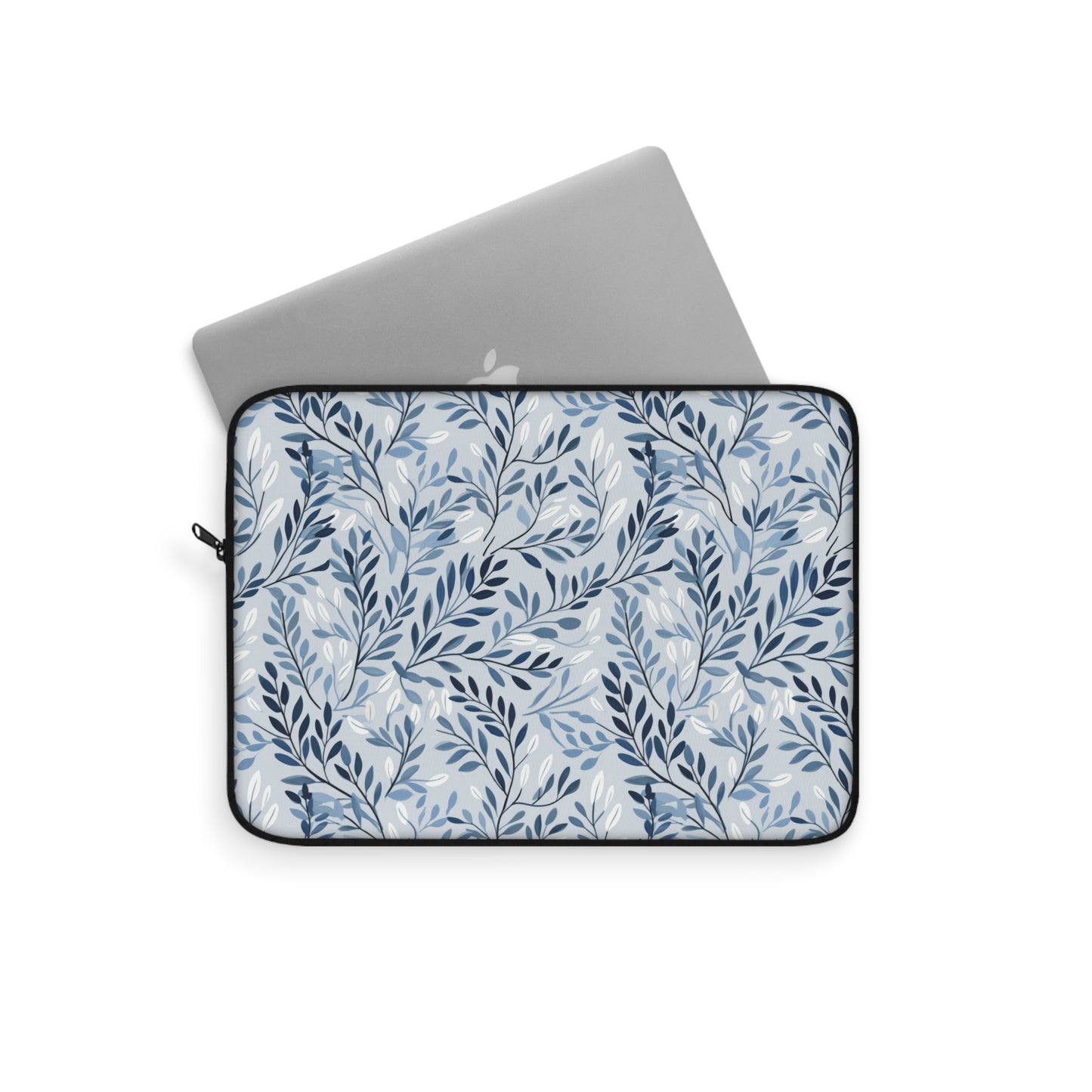 Elegant Blue and White Botanical Pattern Laptop or Ipad Protective Sleeve 3 Sizes Available