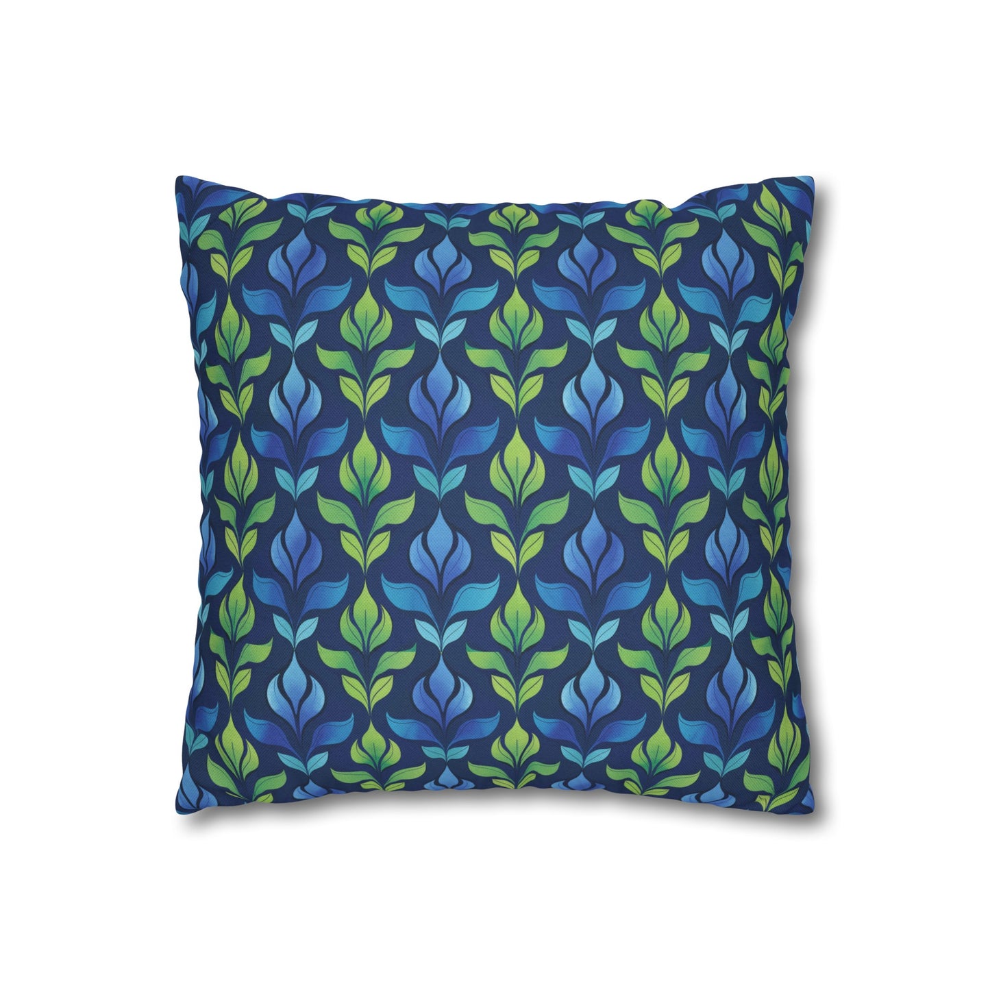 Vintage Blue and Green Botanical Spun Polyester Square Pillowcase 4 Sizes