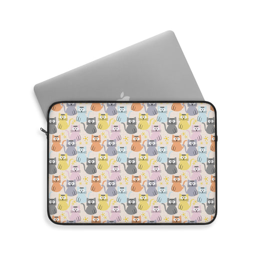 Adorable Cartoon Kitties: Pastel-Colored and Overflowing with Cuteness - Laptop or Ipad Protective Sleeve 3 Sizes