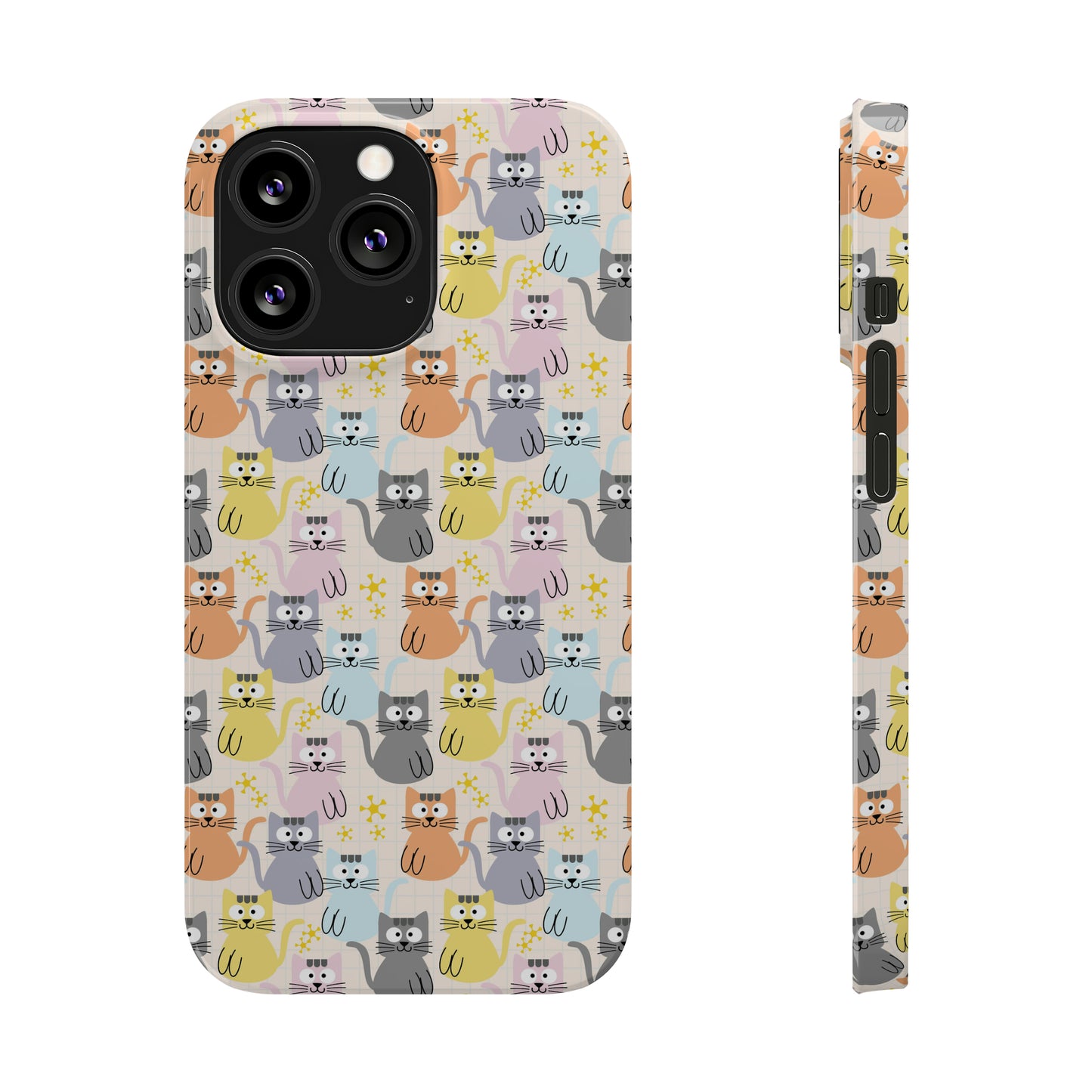 Adorable Cartoon Kitties: Pastel-Colored and Overflowing with Cuteness Iphone 15-12 Slim Phone Case