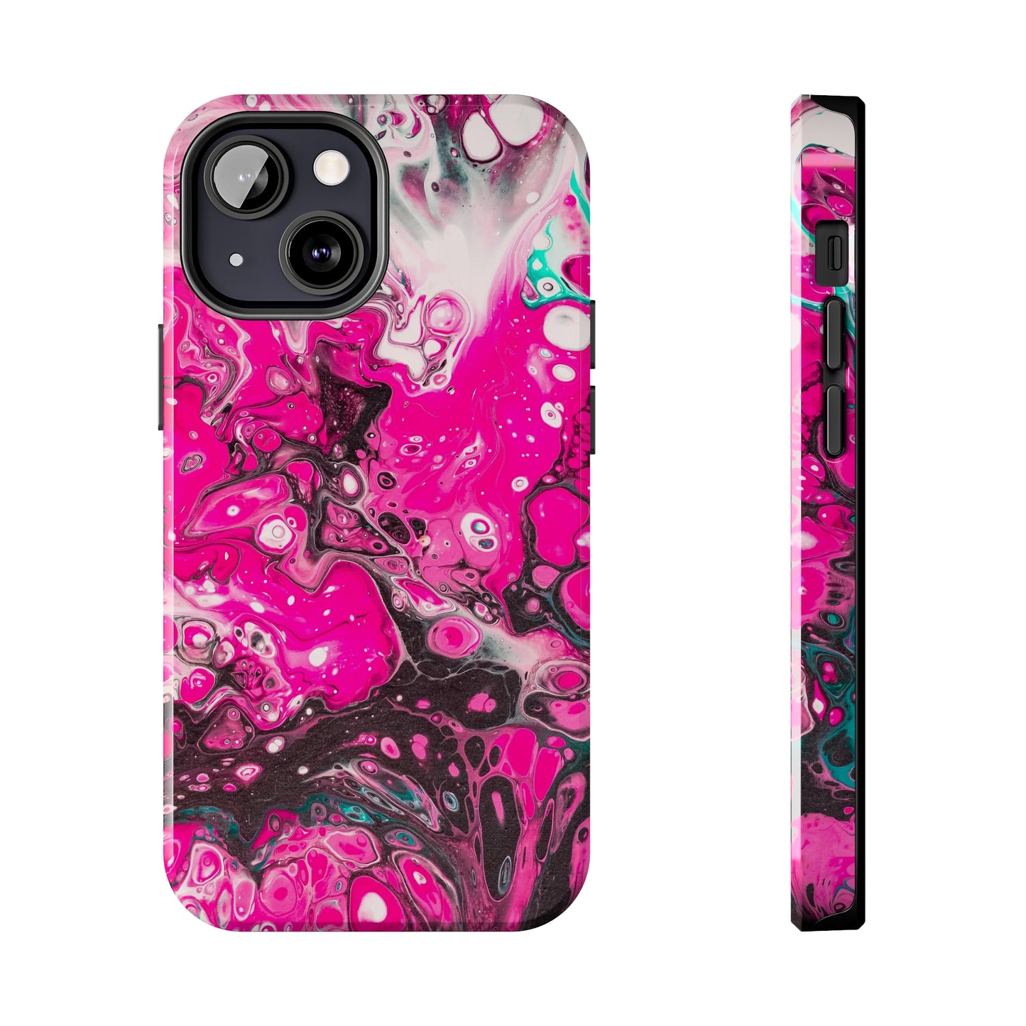 Pink, Black and White Alcohol Ink Design Iphone Tough Phone Case