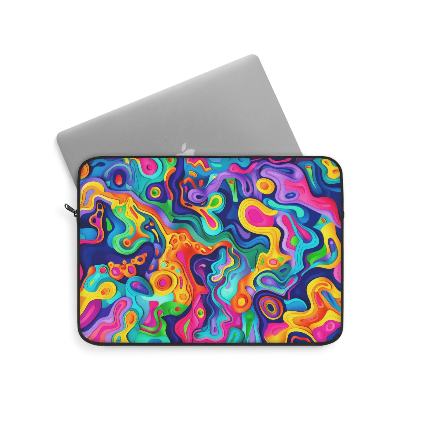 Vibrant Dreamscape of Psychedelic Paper Cut-Out Waves in Vivid Colors Laptop or Ipad Protective Sleeve 3 Sizes Available