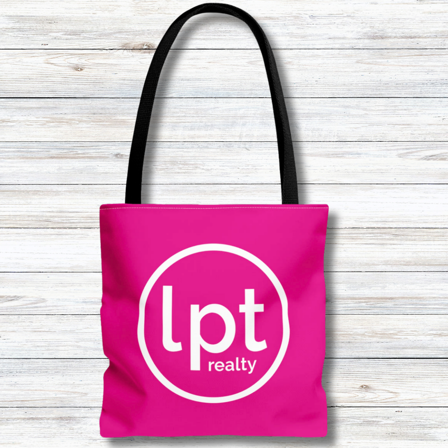 LPT Realty Logo White on Pink  - Canvas Tote 3 Sizes