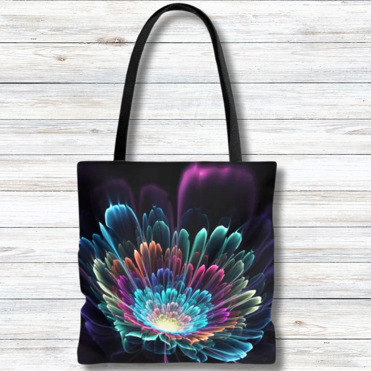 Rainbow Mystical Flower - Canvas Tote 3 Sizes