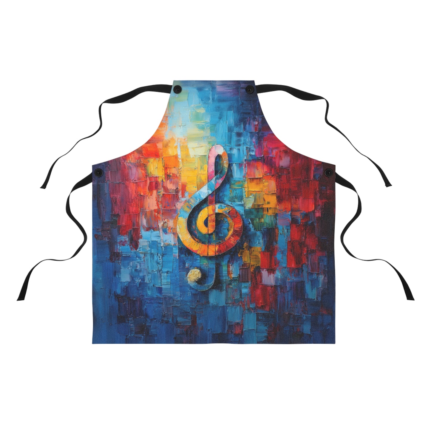 Vivid Symphony Bold Colorful Treble Clef Abstract Painting Kitchen Chef Apron