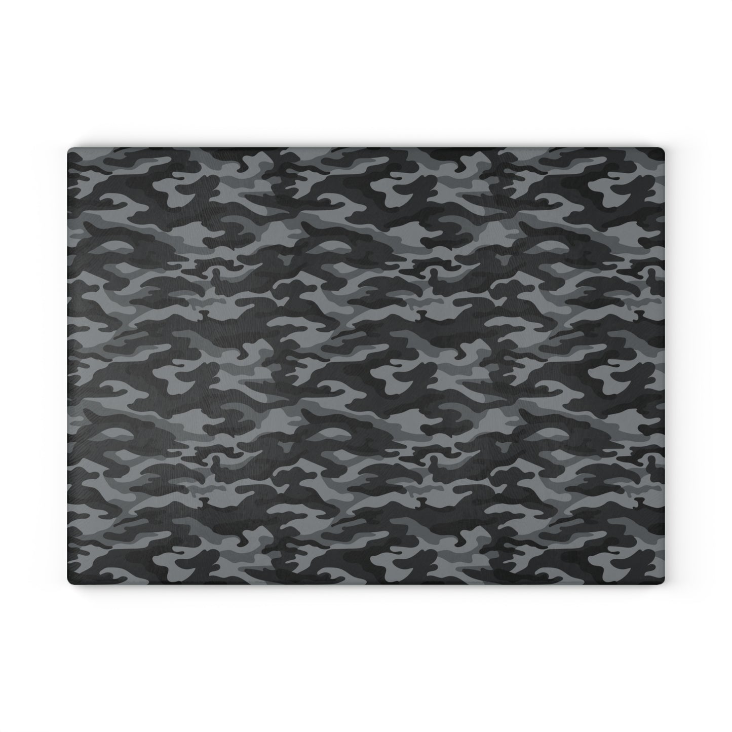 Gray and Black Camouflage Design - Glass Cutting Board  8" x 11" and 11" x 15"