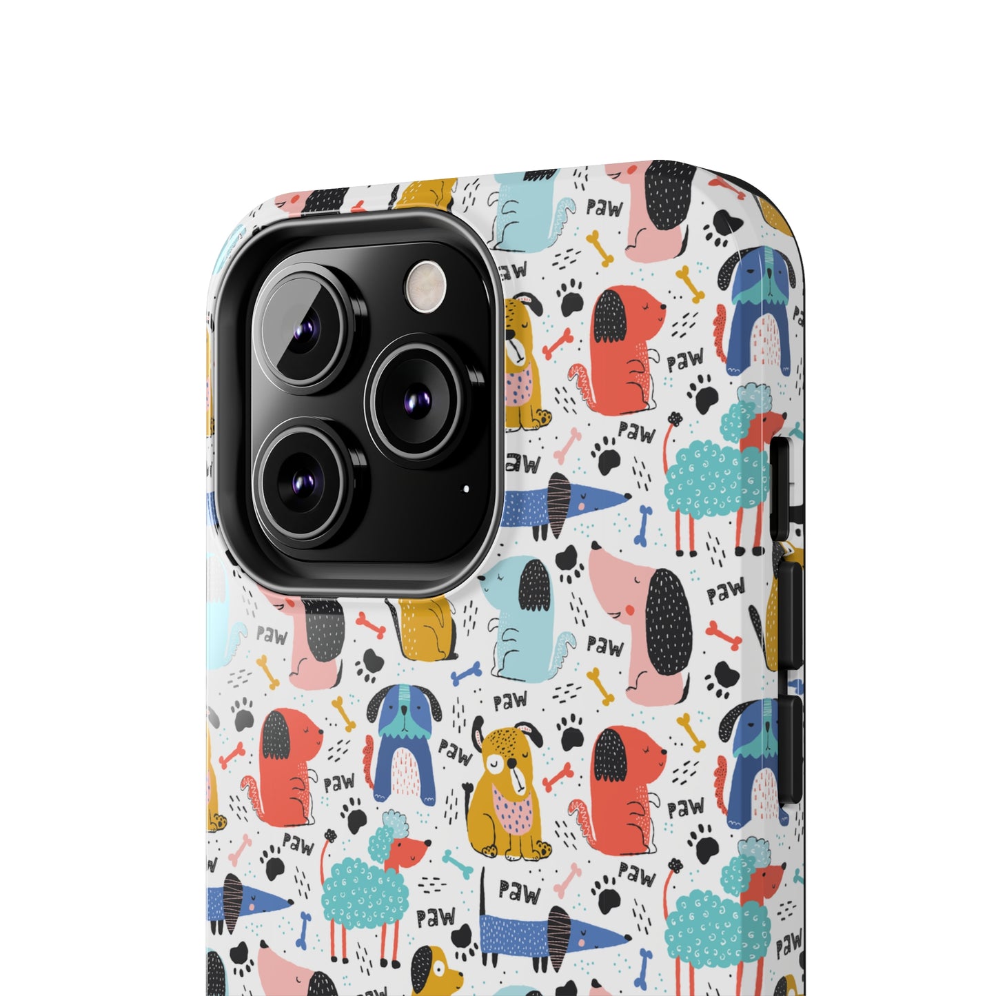 Playful Pups: Colorful Cartoon Dogs Iphone Tough Phone Case