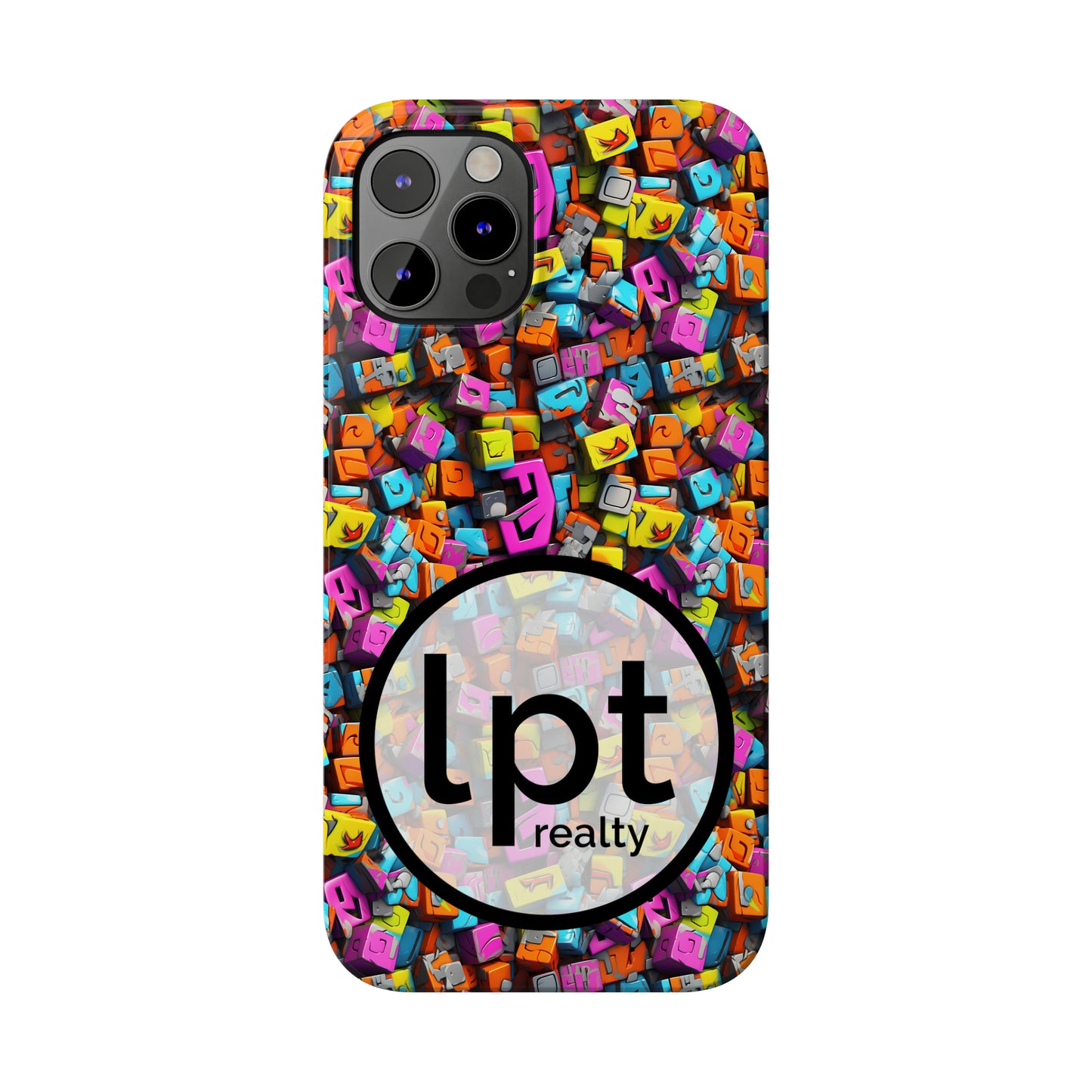 LPT Realty Logo -  3D Abstract Colorful Block Design Iphone 15-12 Slim Phone Case