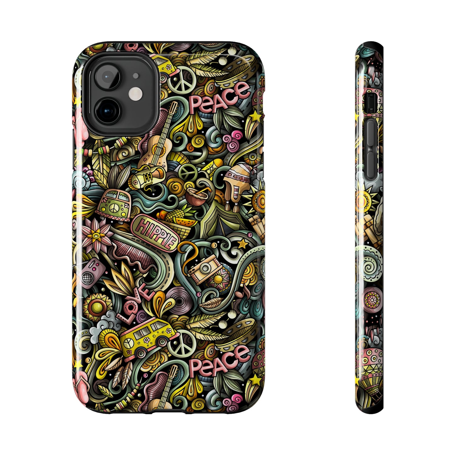 Peace, Love & VW Fun Cartoon Design Iphone Tough Phone Case