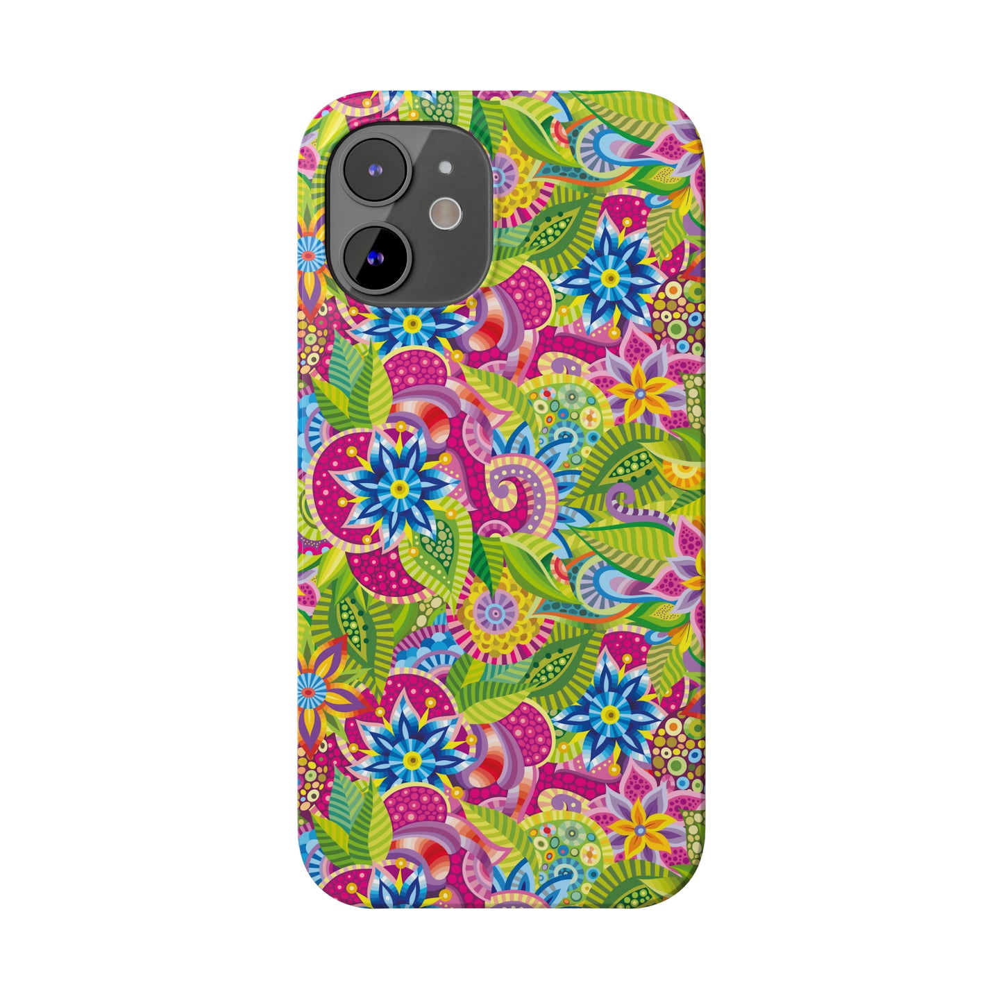 Vibrant Array of Abstract Flowers and Paisley in Rainbow Hues Iphone 15-12 Slim Phone Case