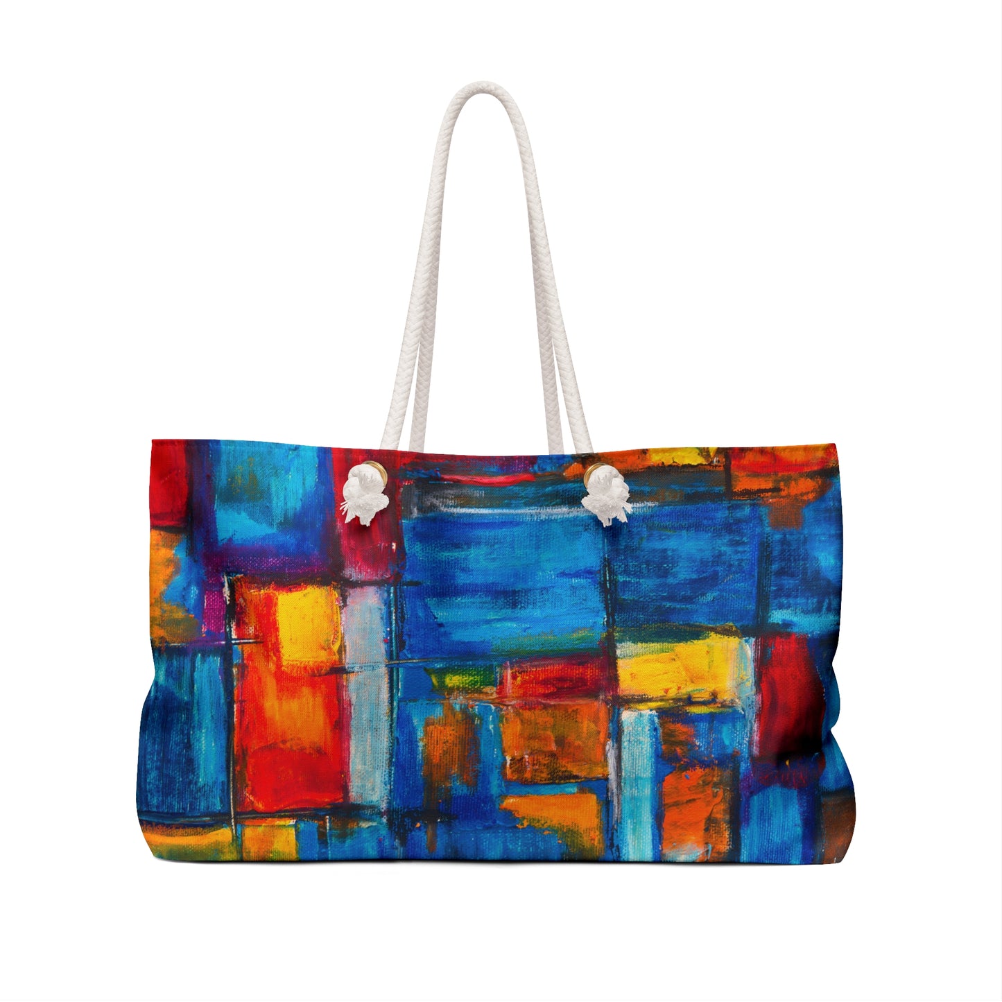 Rainbow Abstract Painting  - Weekender Oversized Canvas Tote Bag 24" × 13"