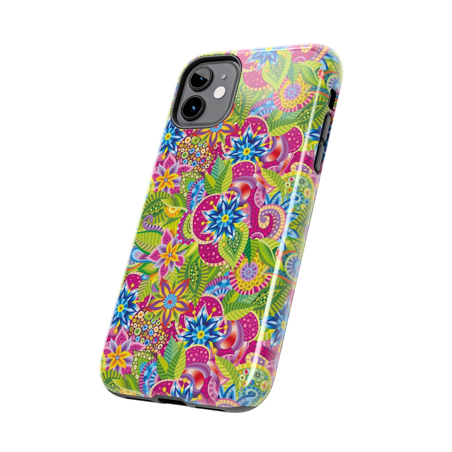 Vibrant Array of Abstract Flowers and Paisley in Rainbow Hues Iphone Tough Phone Case