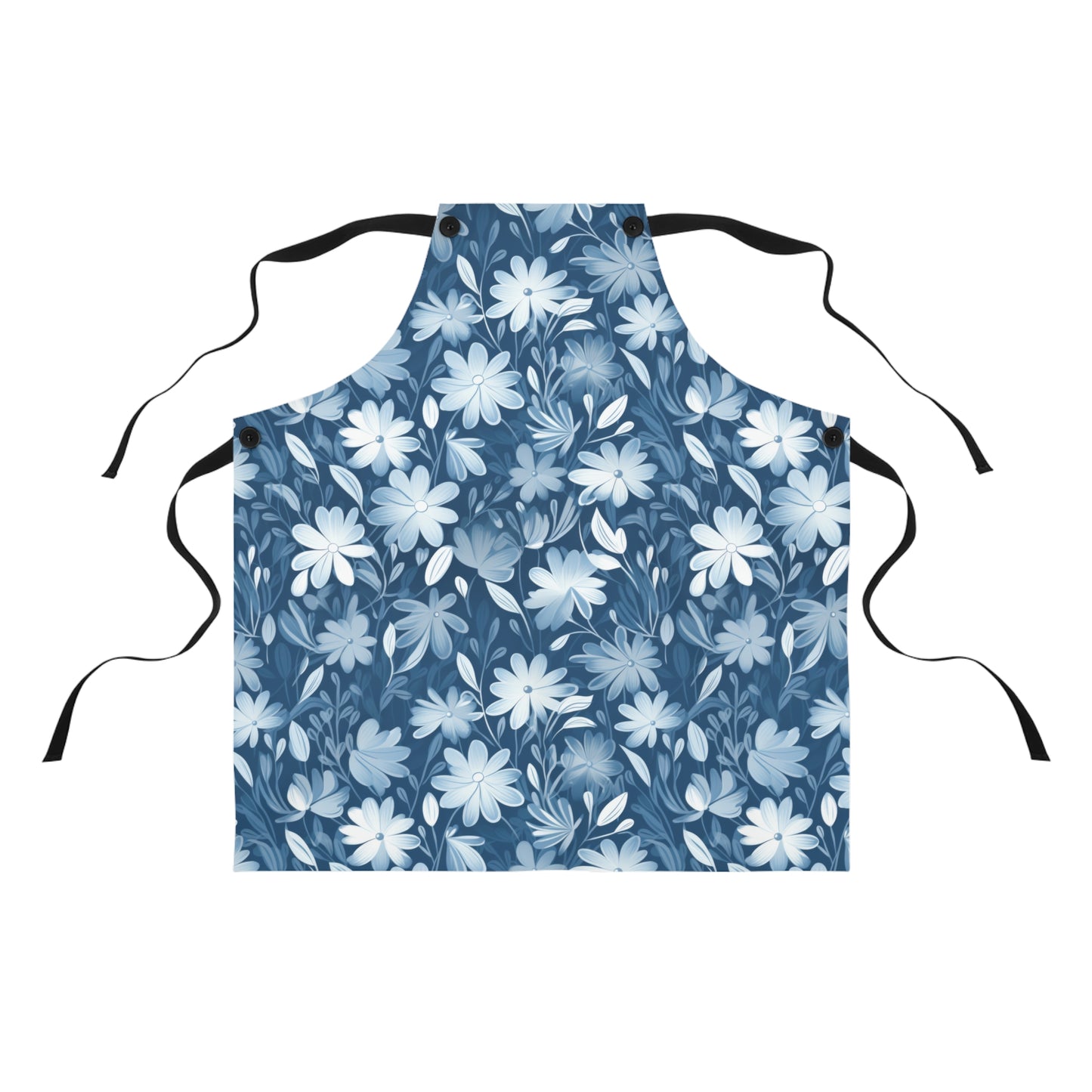 Gentle Elegance: Soft Muted Blue Flower Design - Kitchen Chef Apron