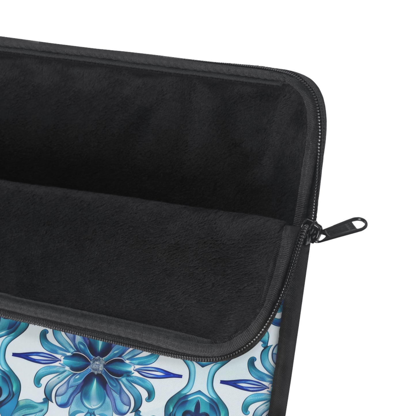 Blossom Symphony of Blue Teal Intricate Floral Pattern Laptop or Ipad Protective Sleeve 3 Sizes Available