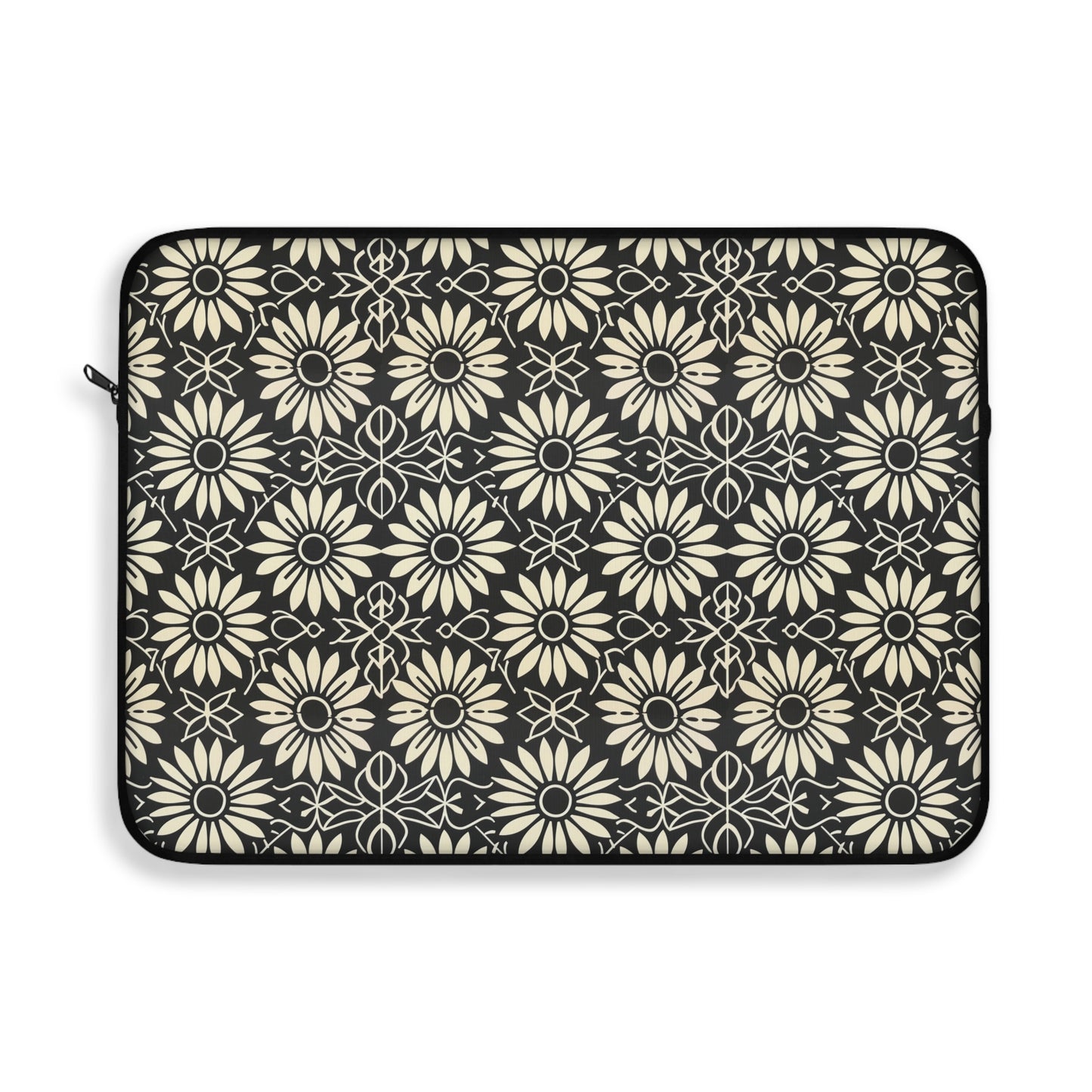 Classic Daisy Black and Off White Elegance Laptop or Ipad Protective Sleeve 3 Sizes Available