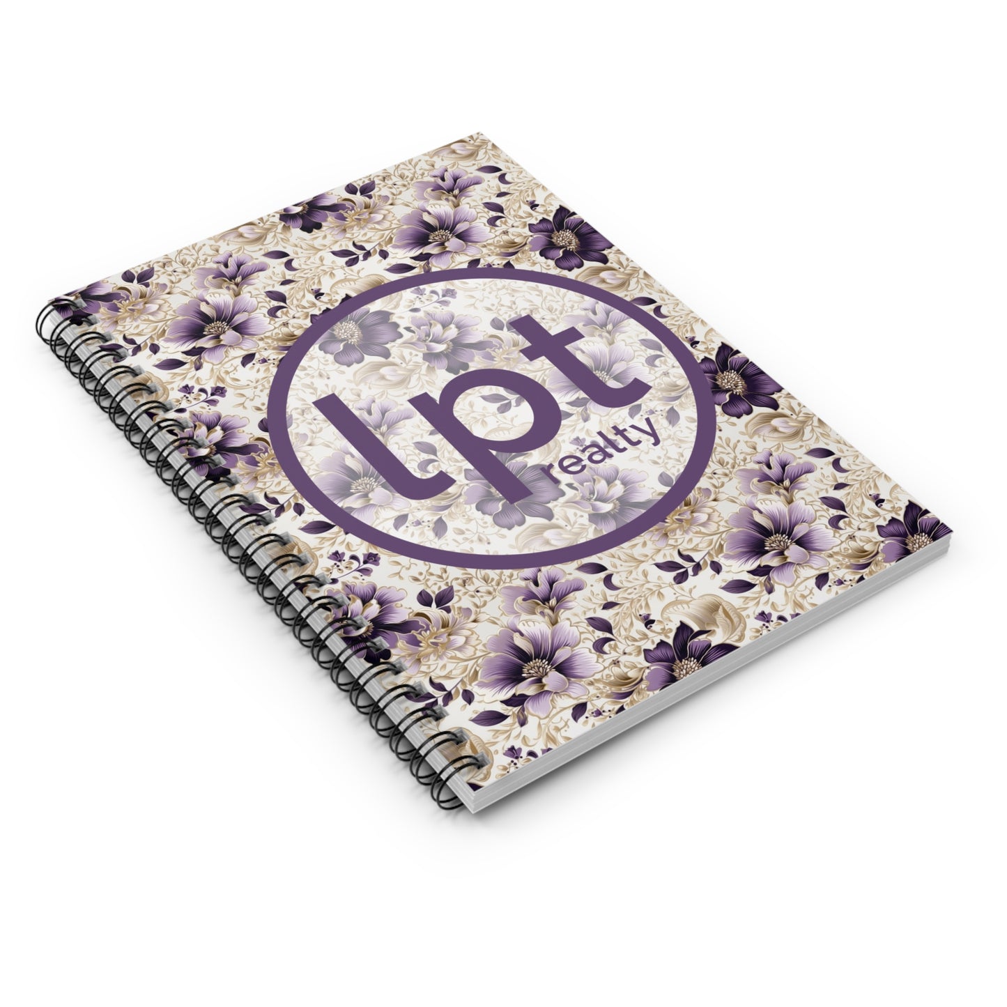 LPT Realty Logo Purple and Gold Floral Design - Spiral Notebook Ruled Line 6"x8"