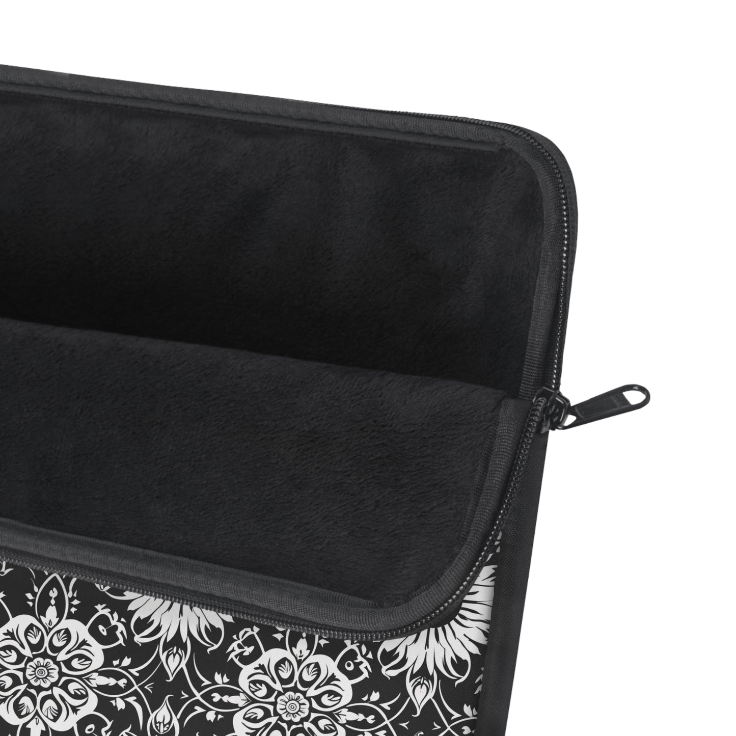 Elegant Mandala Design with Black and White Sunflowers Laptop or Ipad Protective Sleeve 3 Sizes Available