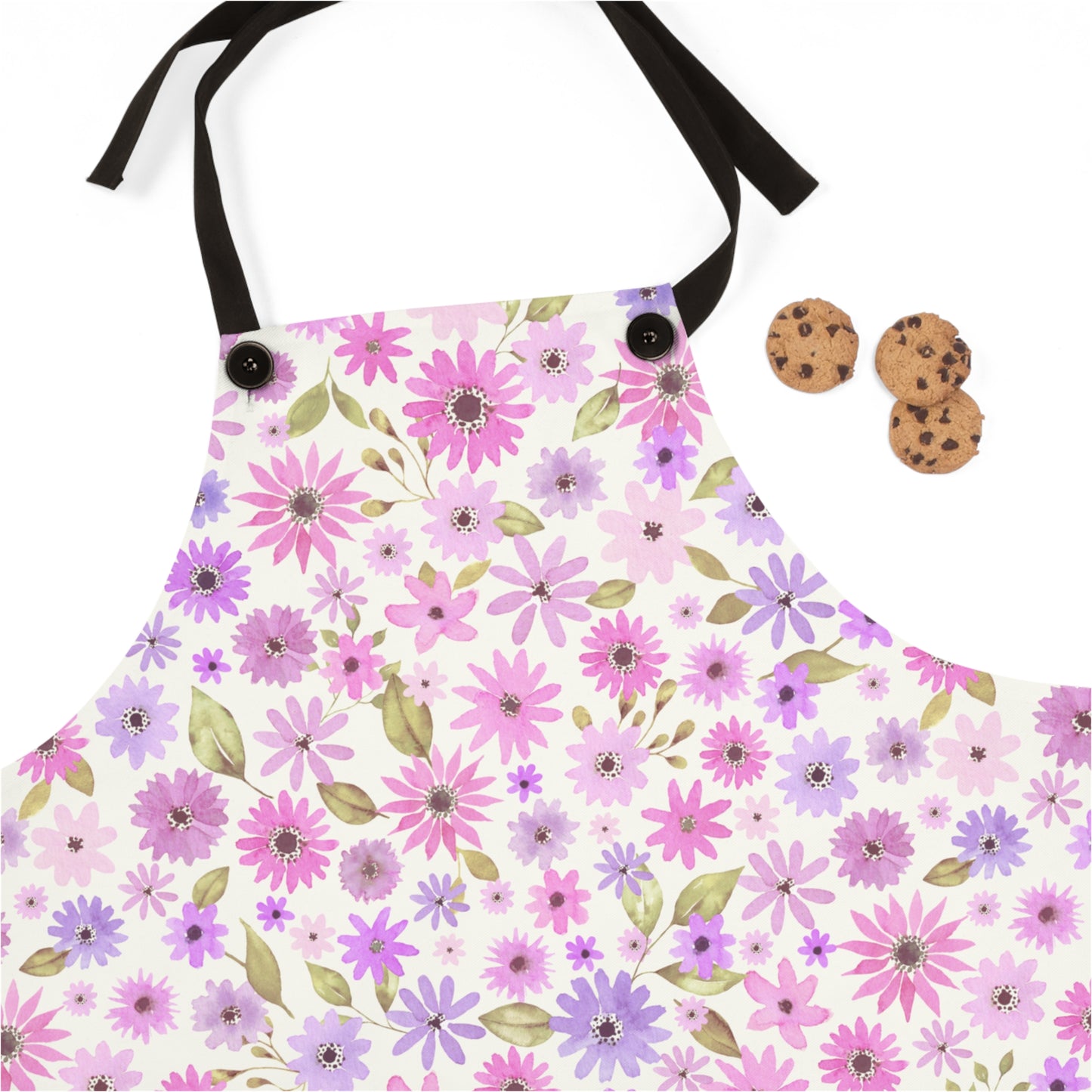 Pink and Purple Flower Design - Kitchen Chef Apron