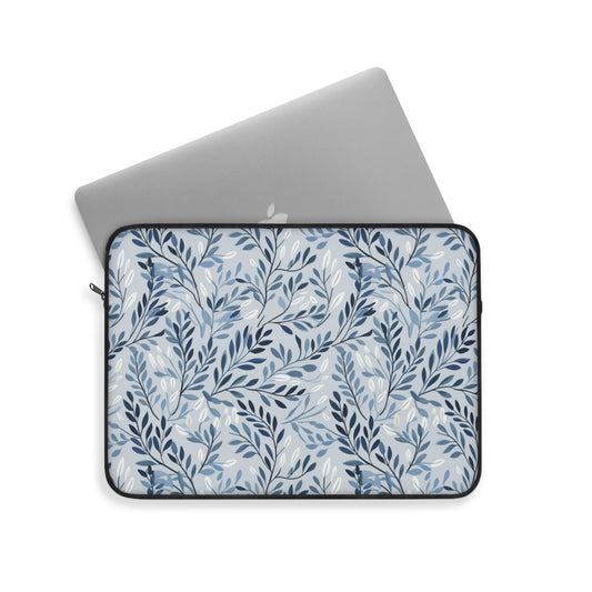 Elegant Blue and White Botanical Pattern Laptop or Ipad Protective Sleeve 3 Sizes Available