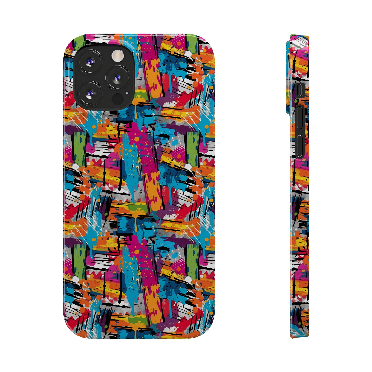 Abstract Brush Painted Colorful Design Iphone 15-12 Slim Phone Case