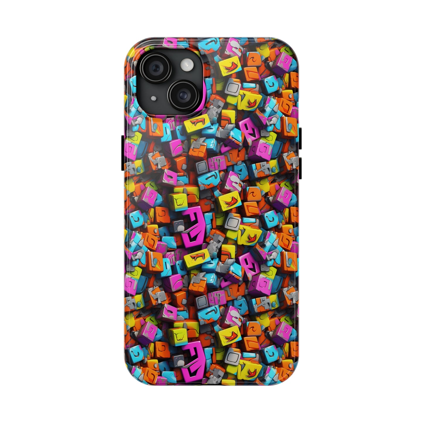 3D Abstract Colorful Block Design Iphone Tough Phone Case