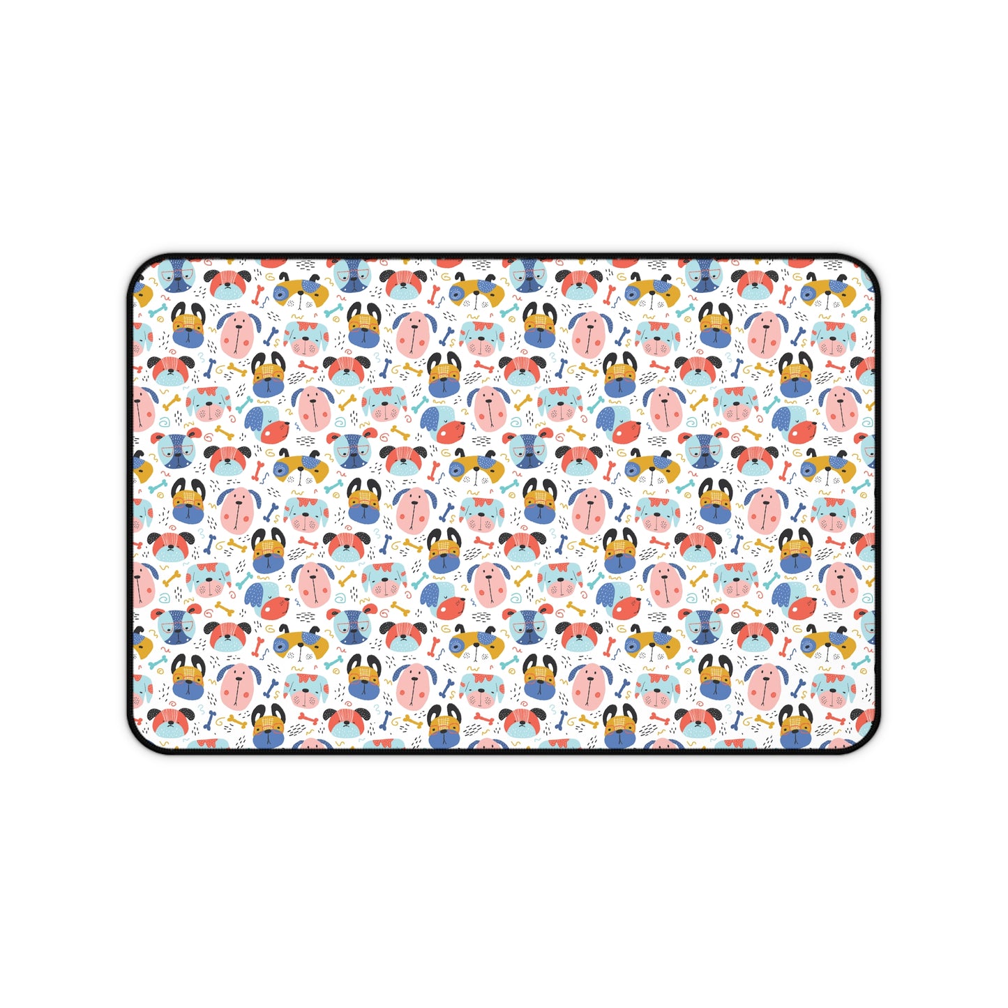 Adorable Canine Characters: Cartoon Faces of Dogs - Desk Mat Extended Gaming Mouse Pad 3 Sizes