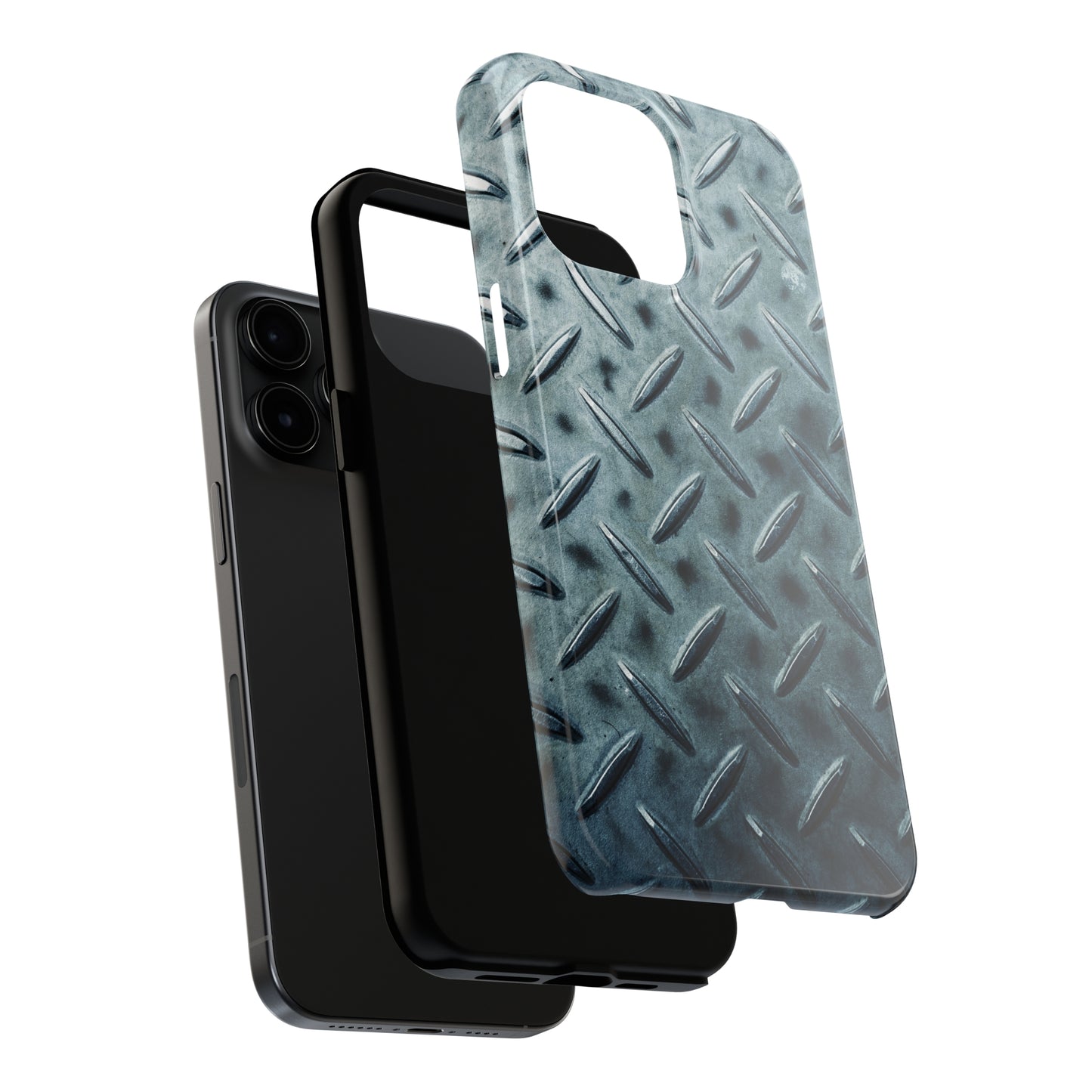 Blue Steel Diamond Plate Design Iphone Tough Phone Case