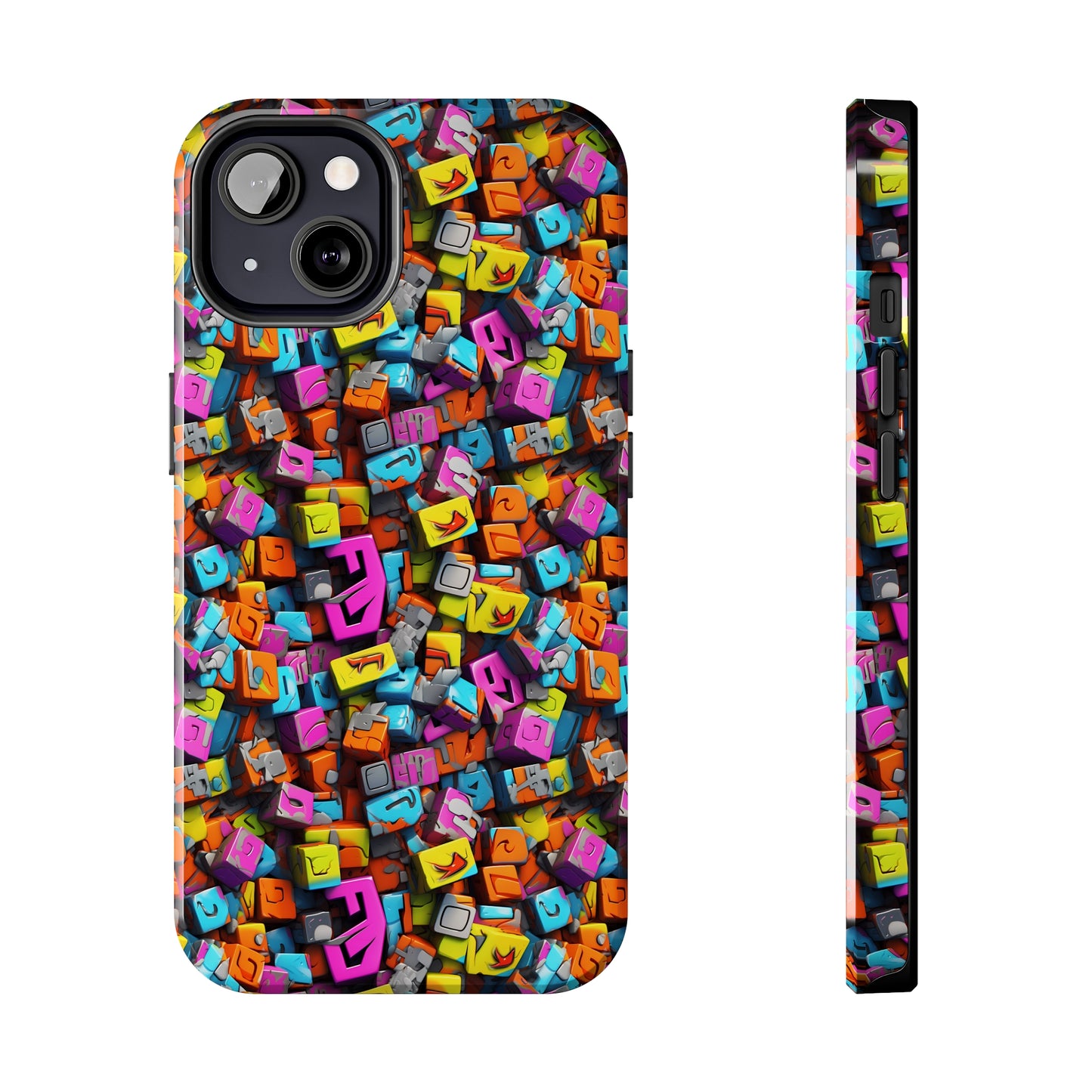 3D Abstract Colorful Block Design Iphone Tough Phone Case