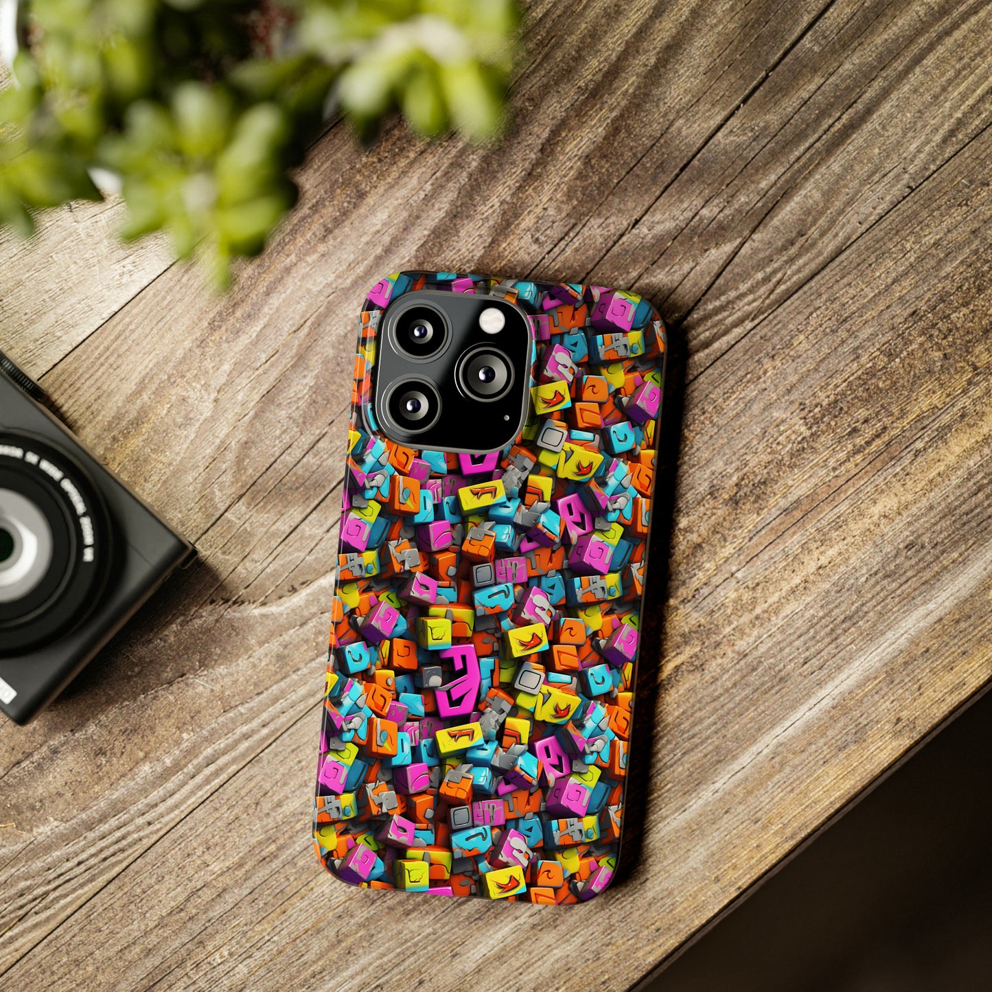 3D Abstract Colorful Block Design Iphone 15-12 Slim Phone Case