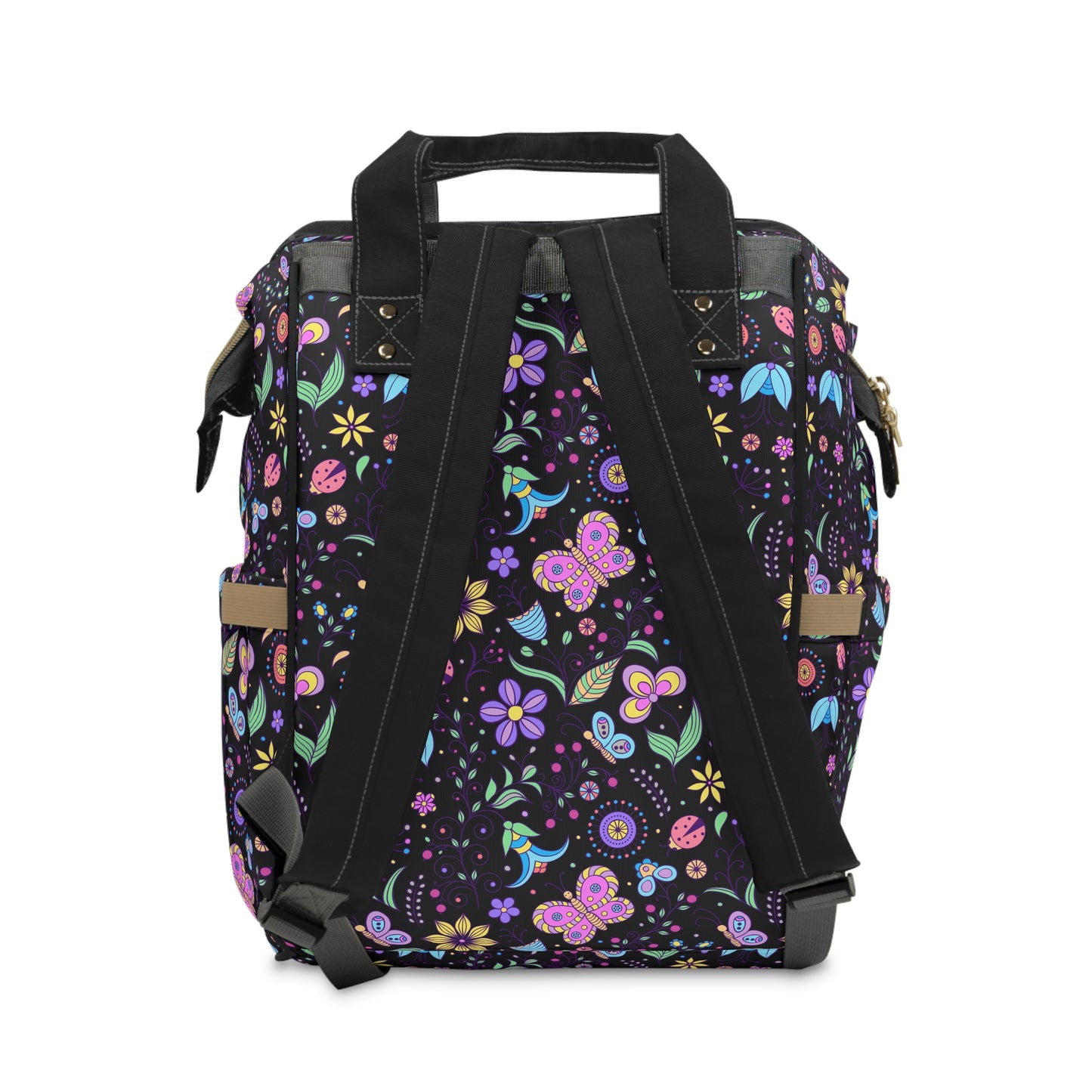 Youthful Whimsy: Kids' Hand-Drawn Butterflies and Flowers Multifunctional Diaper Backpack