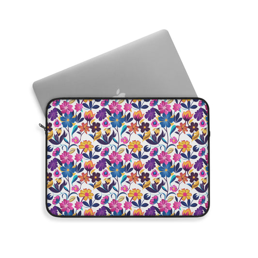 Floral Fiesta Vibrant Multicolor Flower Pattern Laptop or Ipad Protective Sleeve 3 Sizes Available