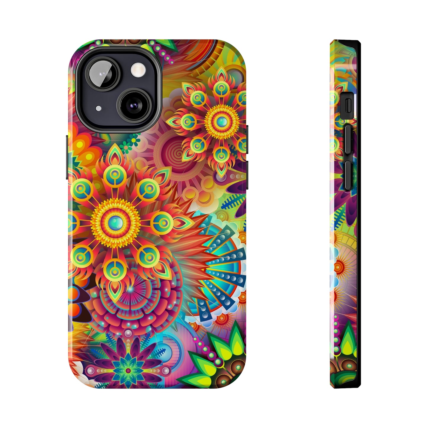 Rainbow Flower Power Design Iphone Tough Phone Case