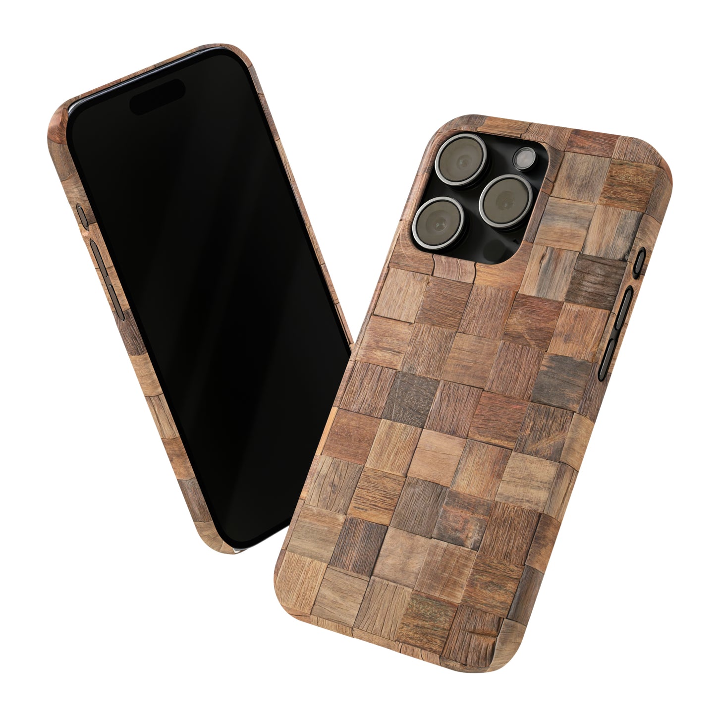 Organic Elegance Natural Woven Wood Design Design Iphone 15-12 Slim Phone Case