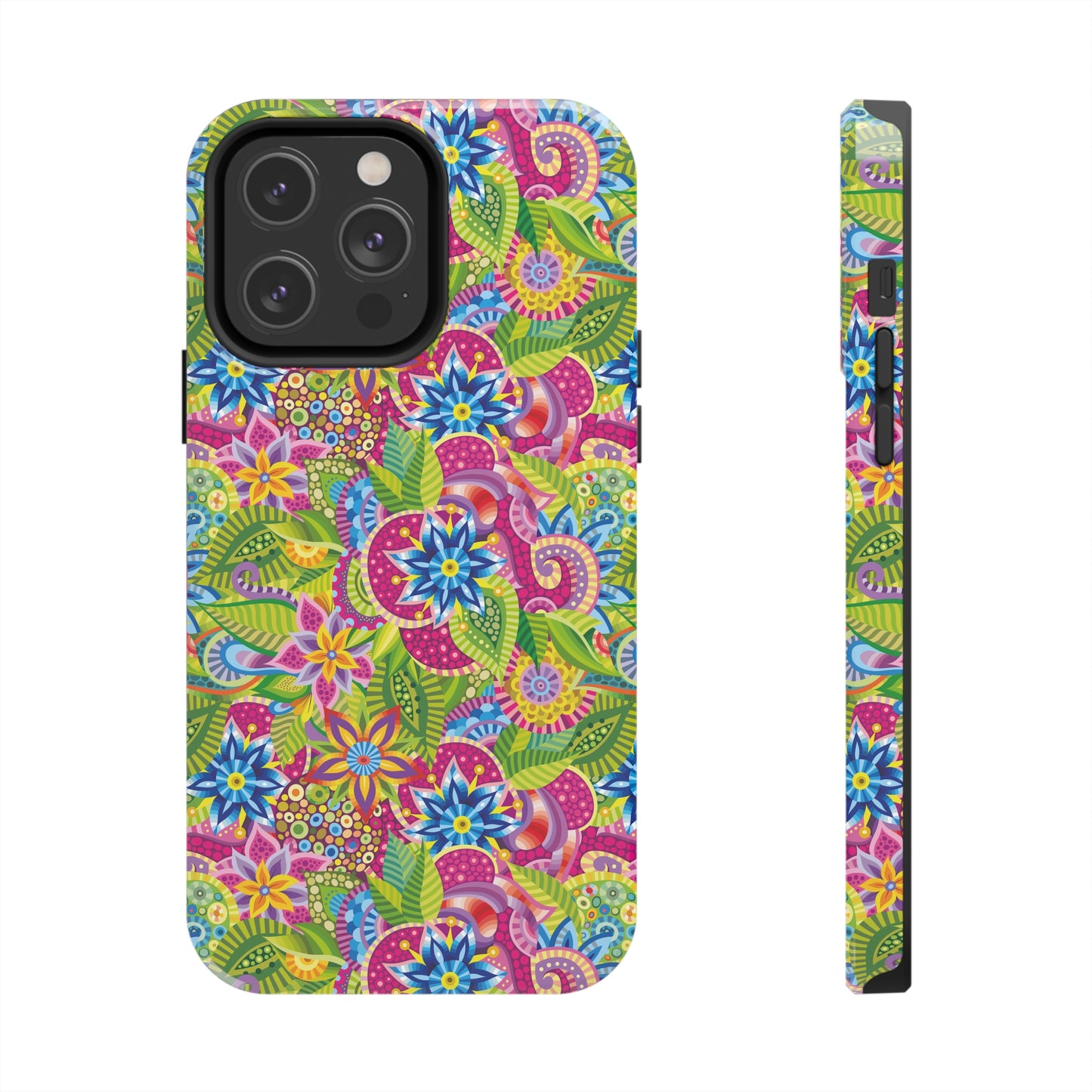 Vibrant Array of Abstract Flowers and Paisley in Rainbow Hues Iphone Tough Phone Case