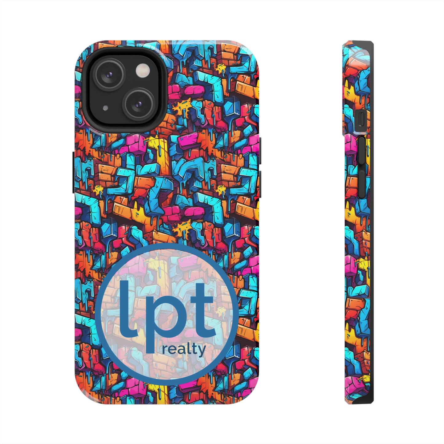 LPT Realty Logo -  3D Rainbow Colored Graphic Blocks Design Iphone Tough Phone Case