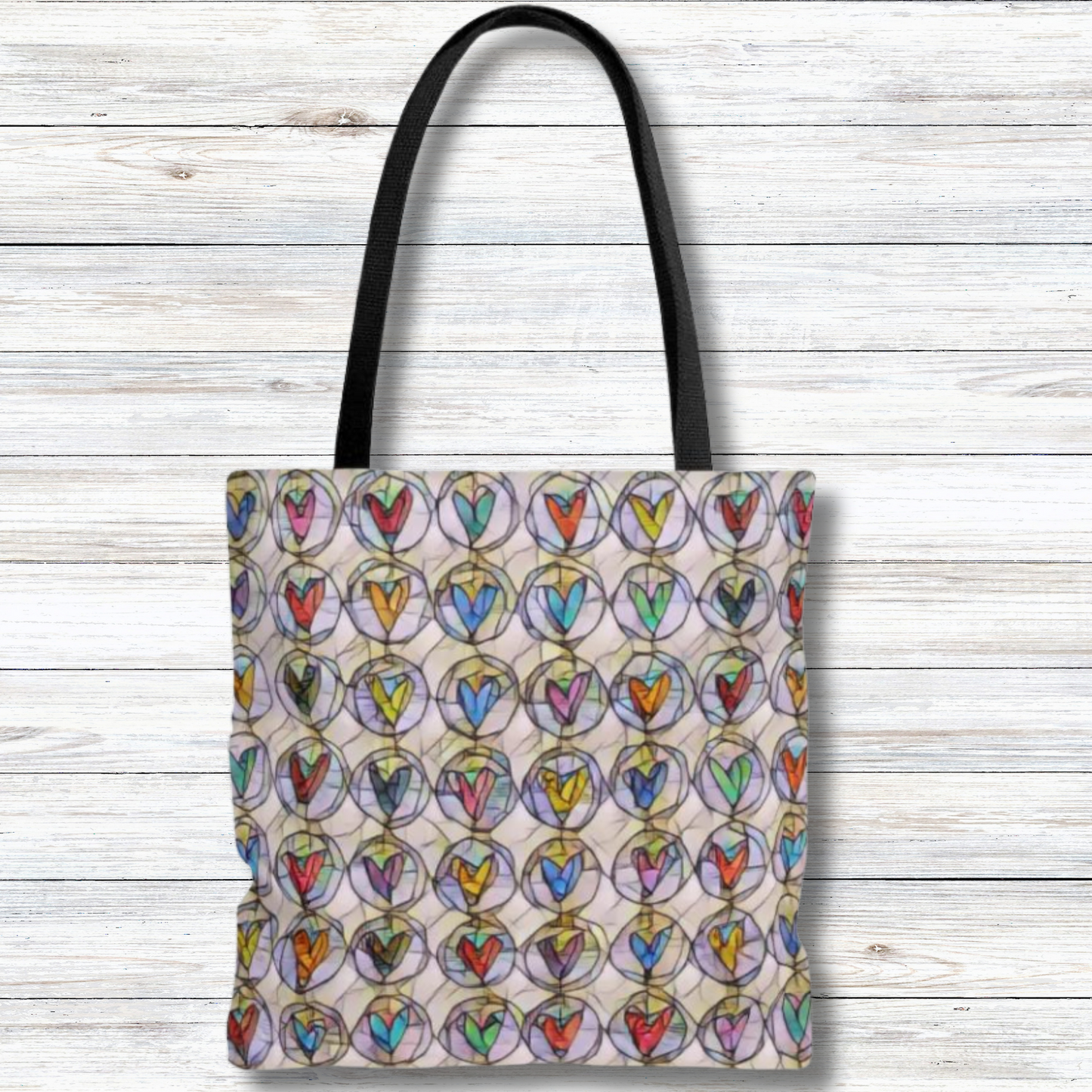 Colorful Abstract Hearts - Canvas Tote 3 Sizes