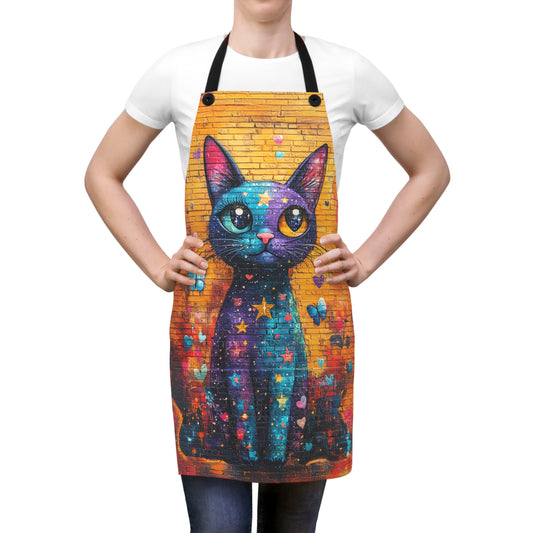 Cosmic Whiskers Urban Starry Sky Cat Kitchen Chef Apron